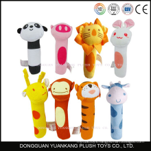 Dongguan plush toy factory making cute mini animals baby rattle toys